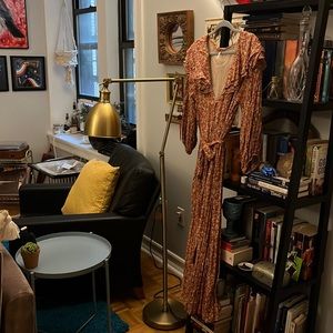 FREE PEOPLE floral bring maxi dress-3/4 sleeve, tie waist, ruffled collar